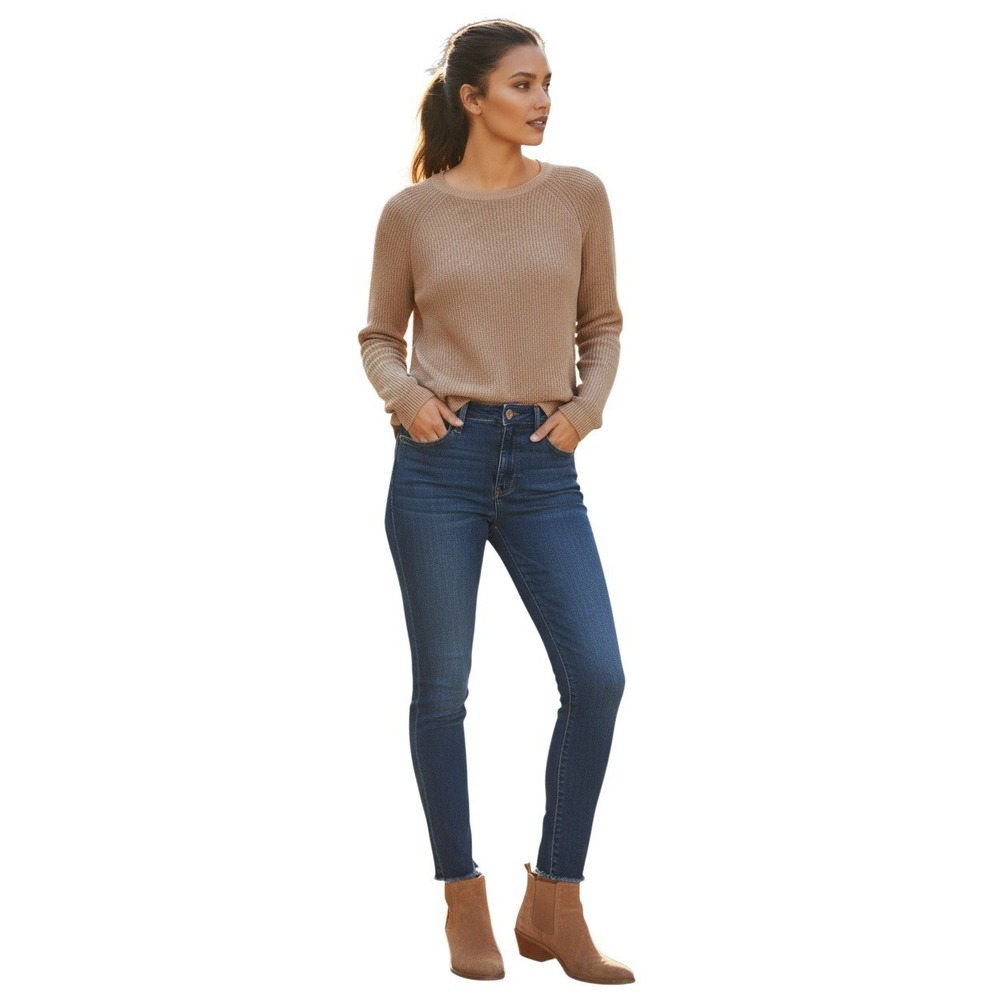 Citizens of Humanity Rocket High Rise Crop Skinny Jeans 27x25 Blue Raw Hem $218
